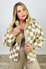 Easel Checkered Teddy Fur Jacket