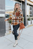 Brown Pocketed Buttoned Plaid Shirt Jacket