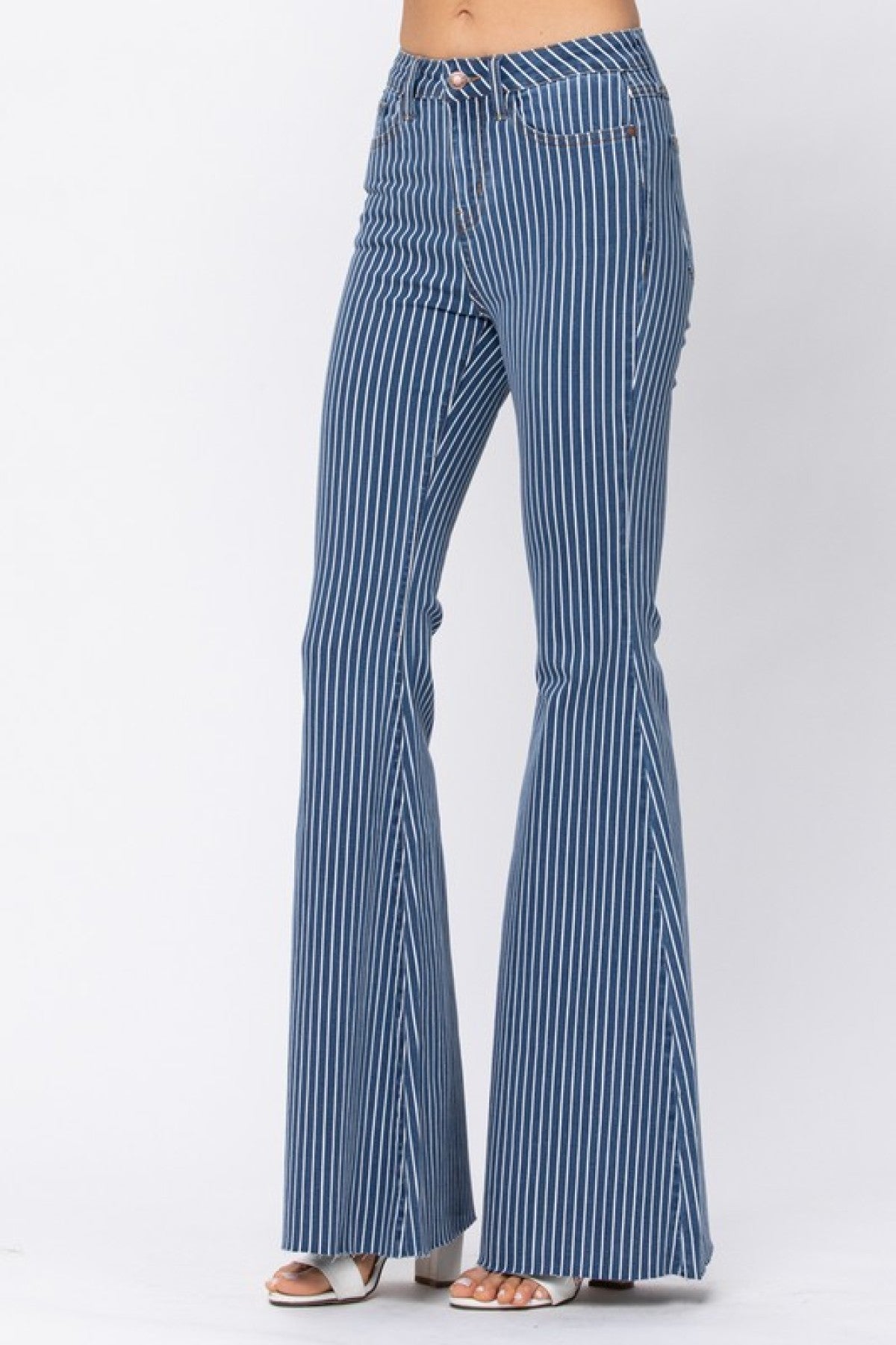 Judy Blue Pin Striped High Waist Super Flare Jeans