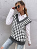 V-Neck Houndstooth Knit Vest