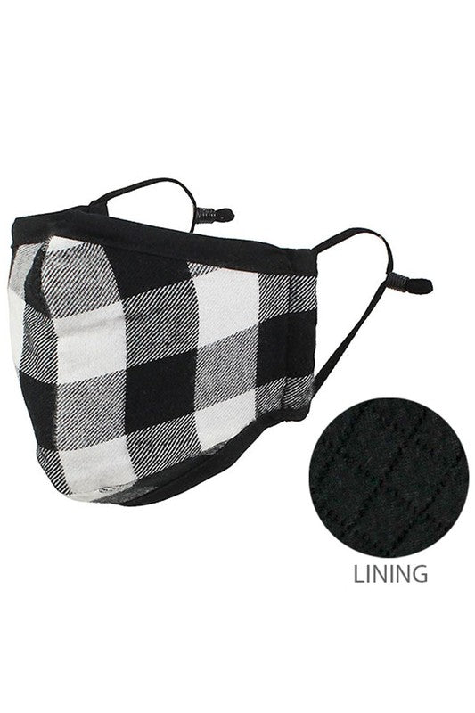  Buffalo Plaid Reusable Face Mask, CLOTHING, HANA, BAD HABIT BOUTIQUE 