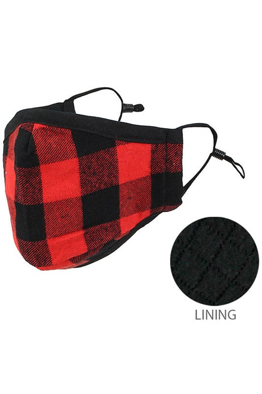  Buffalo Plaid Reusable Face Mask, CLOTHING, HANA, BAD HABIT BOUTIQUE 