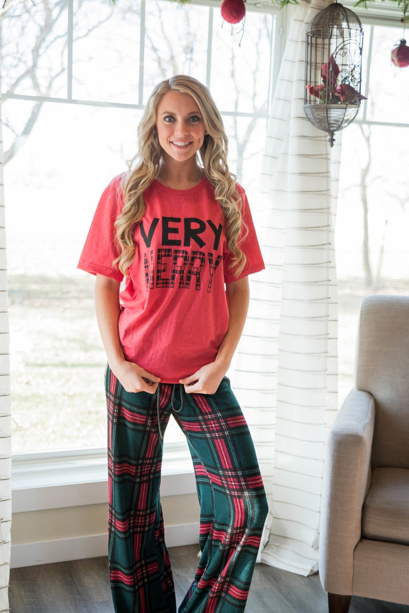Very Merry Red Christmas Tee - BAD HABIT BOUTIQUE 
