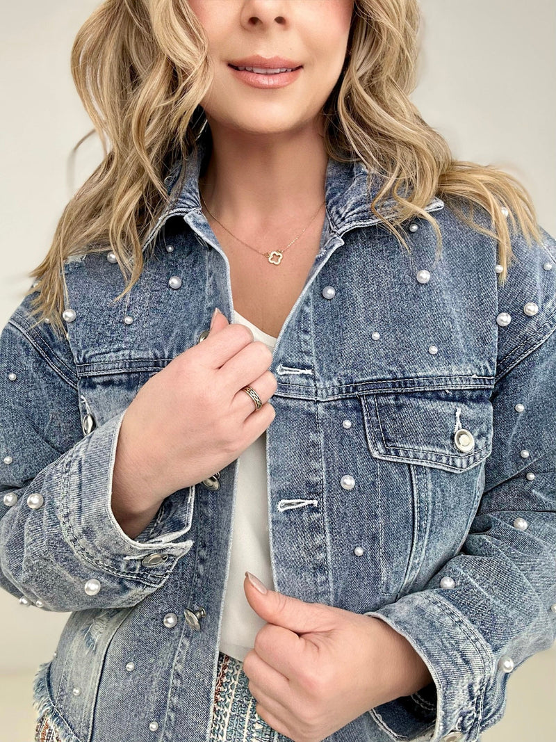 Free people outlet pearl denim jacket