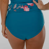 Wrap Front High Rise Floral Reversible Bikini Bottom - Blue - BAD HABIT BOUTIQUE 