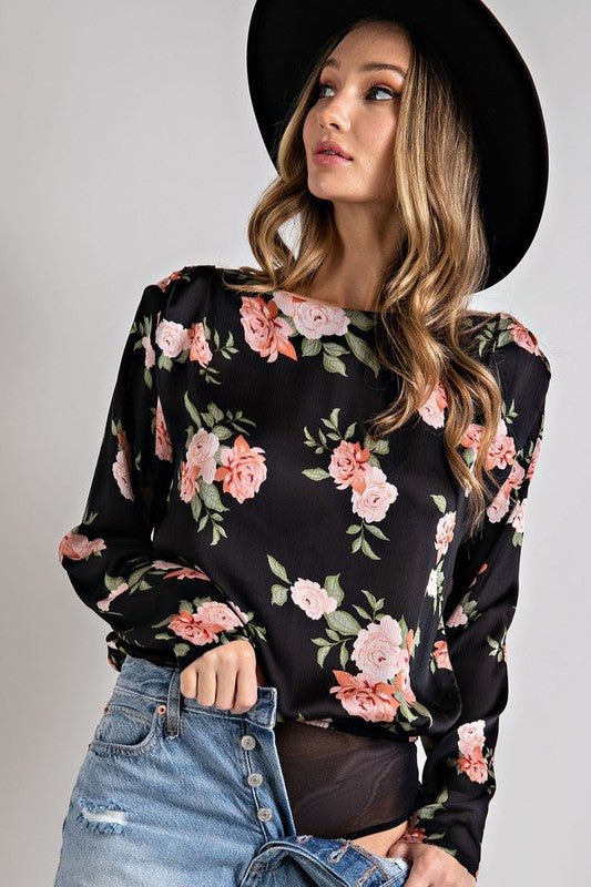 Rounded Floral Bodysuit - Final Sale