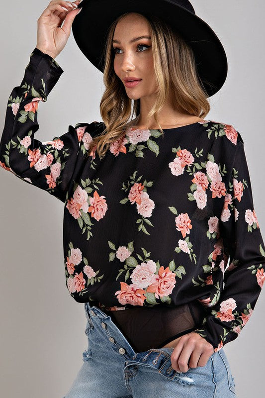 Rounded Floral Bodysuit - Final Sale