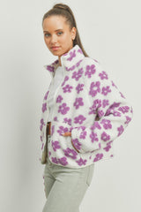 Daisy Flower Pattern Fleece Jacket