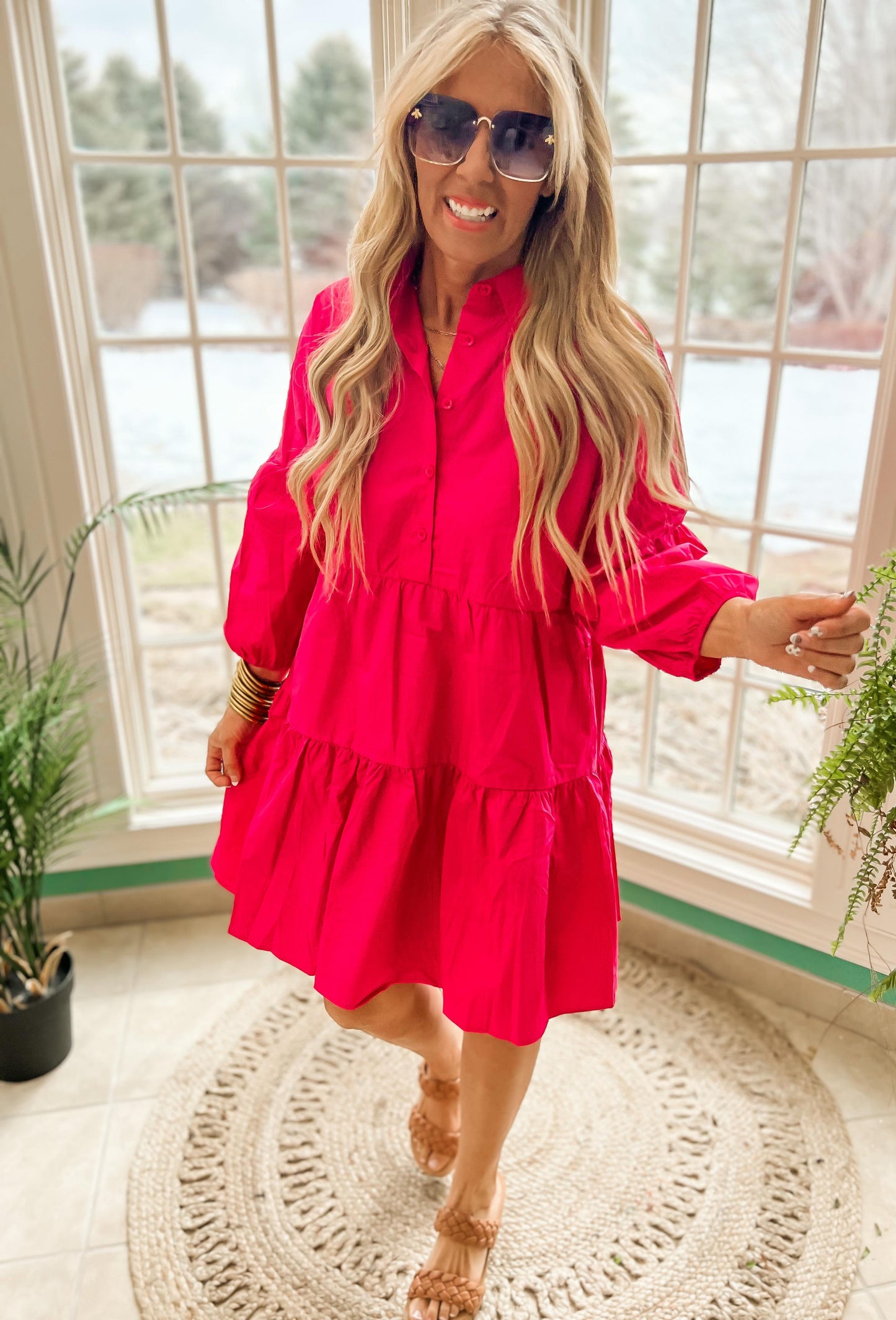 Pretty & Pink Collared Button Down Dress