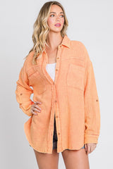Mineral Wash Gauze Cotton Button Up Top