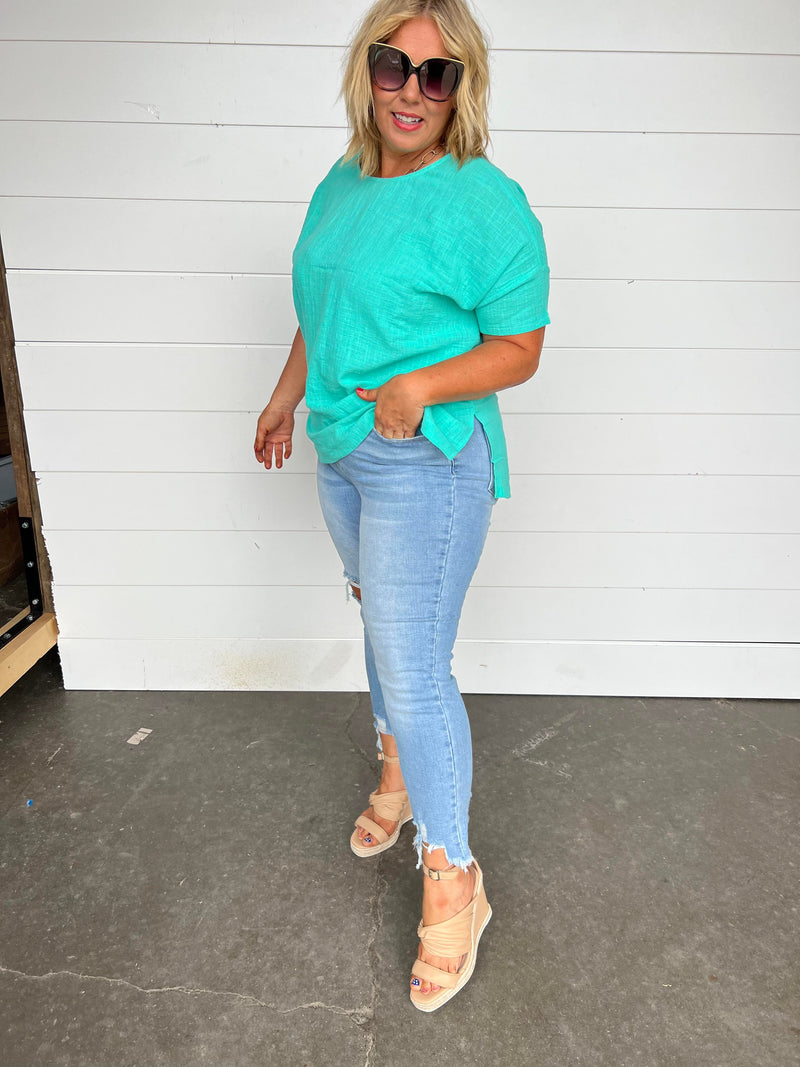 Mint Gauze Top - Final Sale