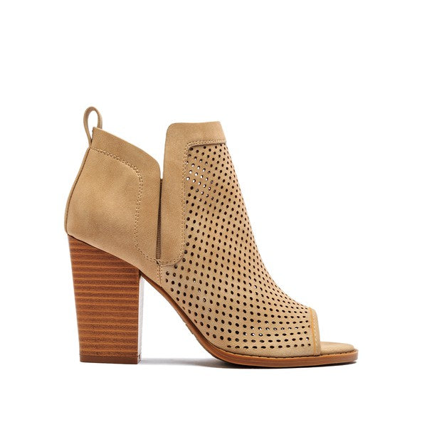 Taupe Peep Toe Bootie - Qupid - Final Sale