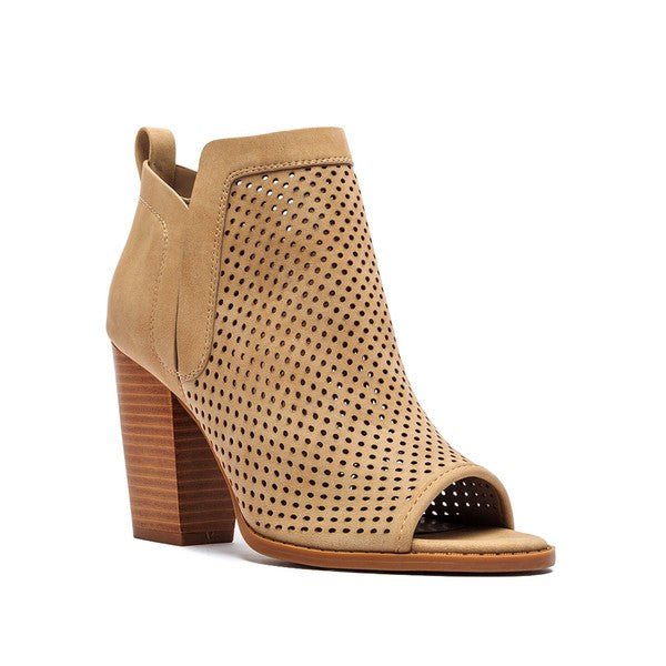 Taupe Peep Toe Bootie - Qupid - Final Sale