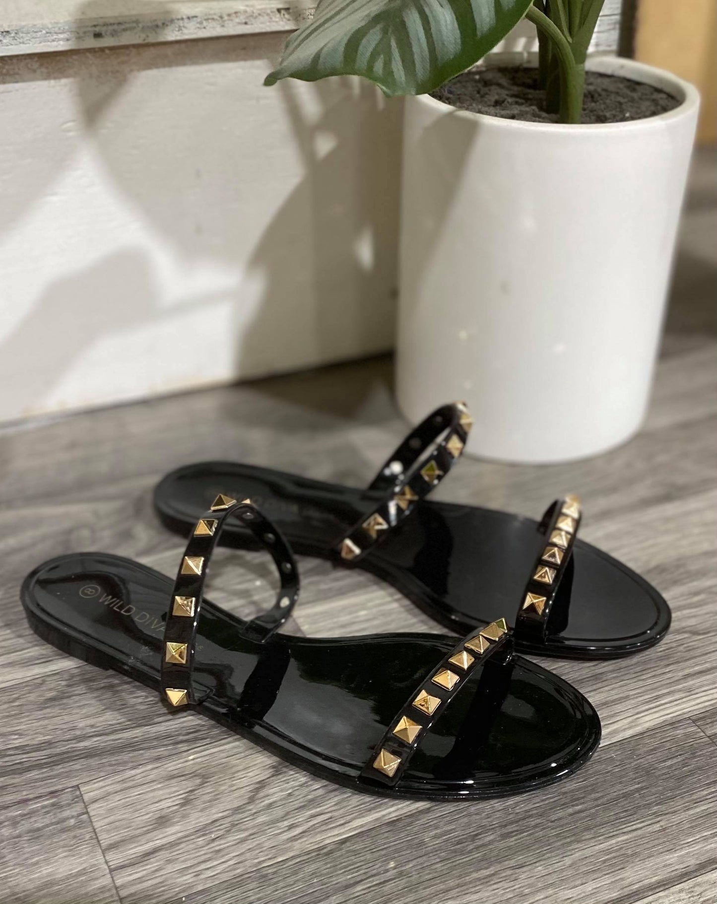 Joanie Black Stud Sandals - BAD HABIT BOUTIQUE 