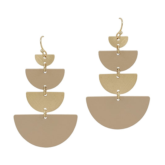 Half Moon Gold & Light Brown Drop Earrings - Final Sale