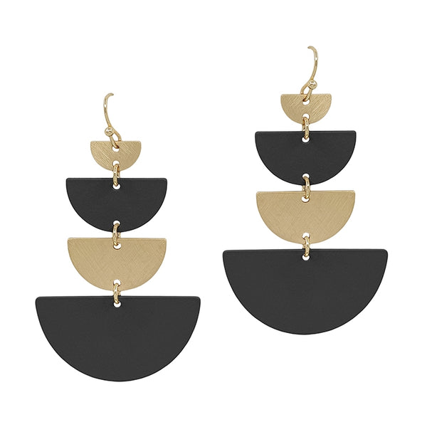 Half Moon Gold & Black Drop Earrings- Final Sale