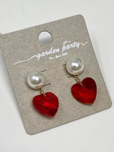 Red Heart Jewel Earrings - Final Sale