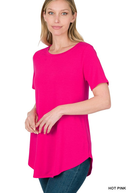 Hot Pink Round Hem Top - Final Sale