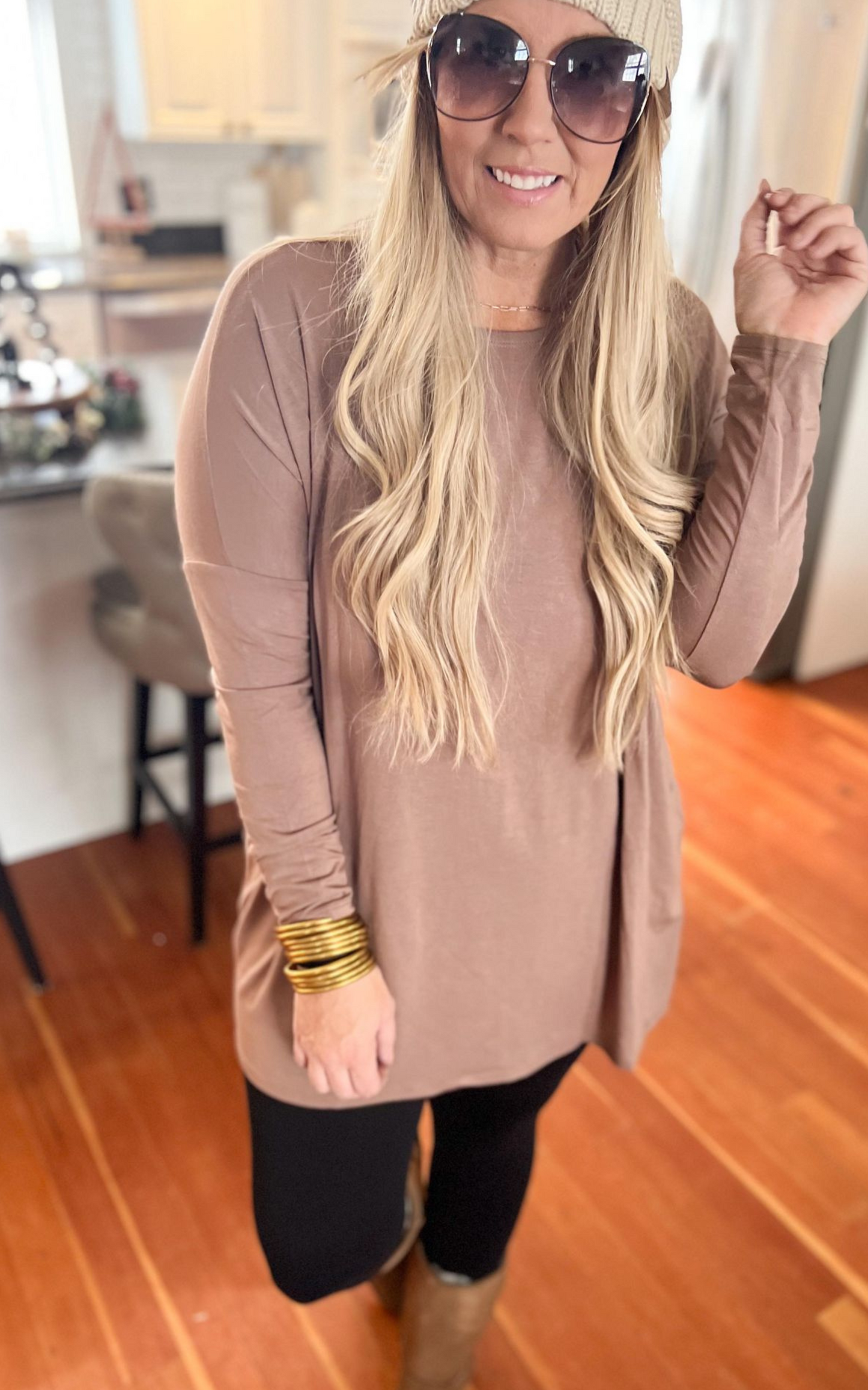 mocha dolman top 