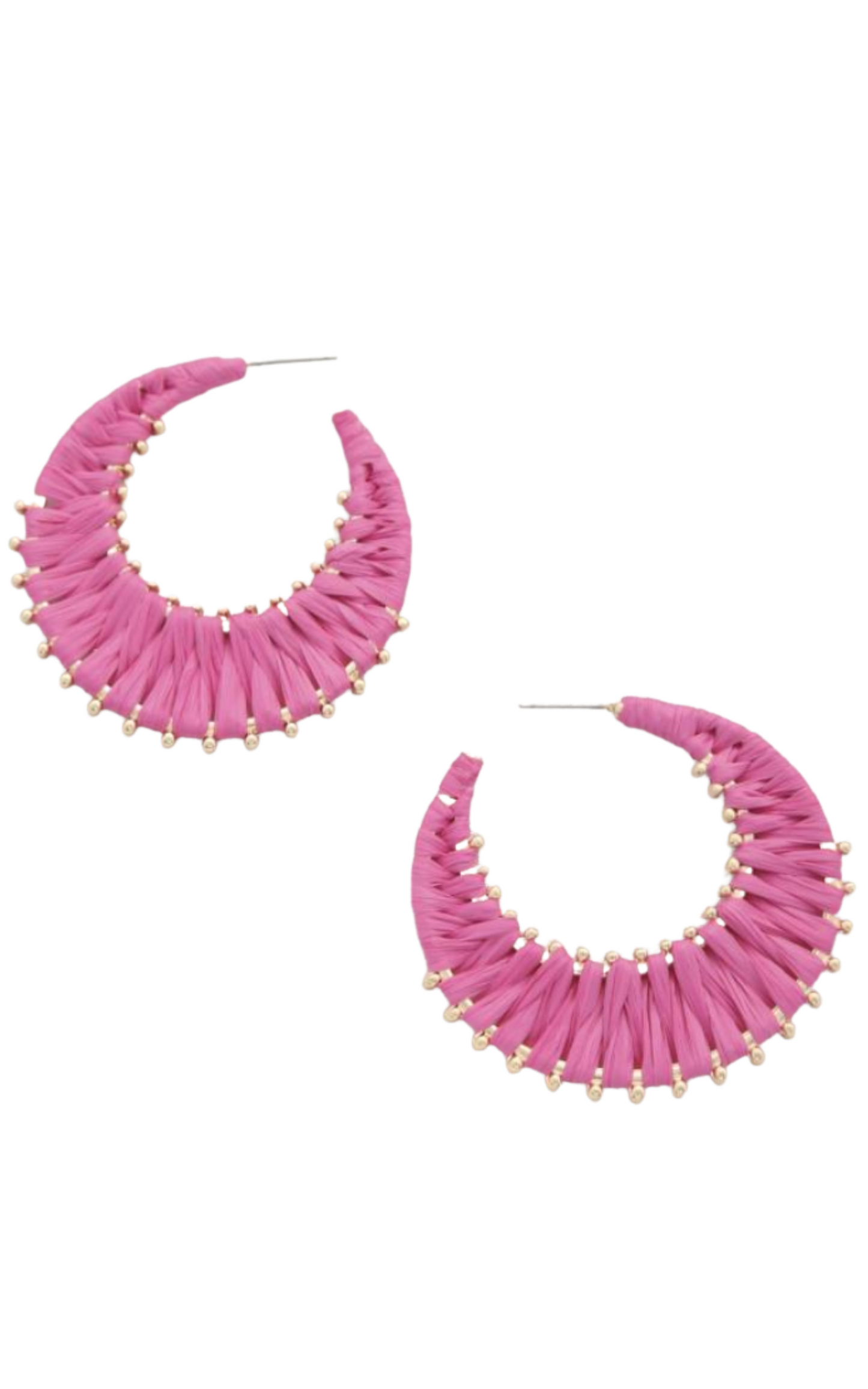 Hot Pink RAFFIA WRAP METAL EARRING