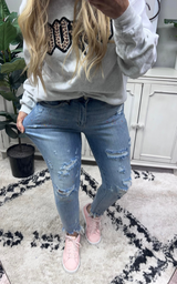 Judy Blue High Rise Paint Splatter Boyfriend Fit Denim Jeans