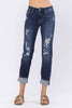 Mid Rise Boyfriend Bleach Splatter Boyfriend Jeans - Judy Blue - Final Sale