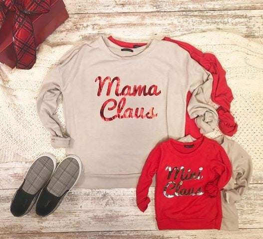  SIDEKICK COLLECTION Mama & Mini Claus Sweater-FINAL SALE, CLOTHING, sweet claire usa, BAD HABIT BOUTIQUE 