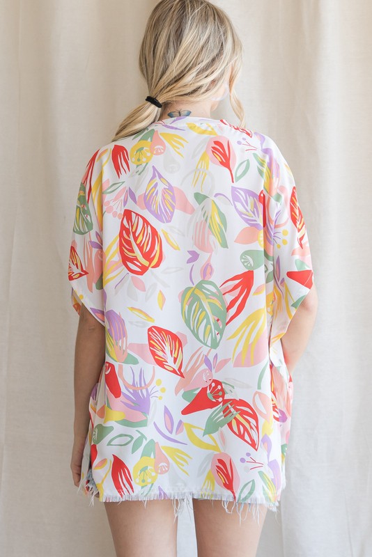 Tropical Colors Leaf Blouse - Final Sale