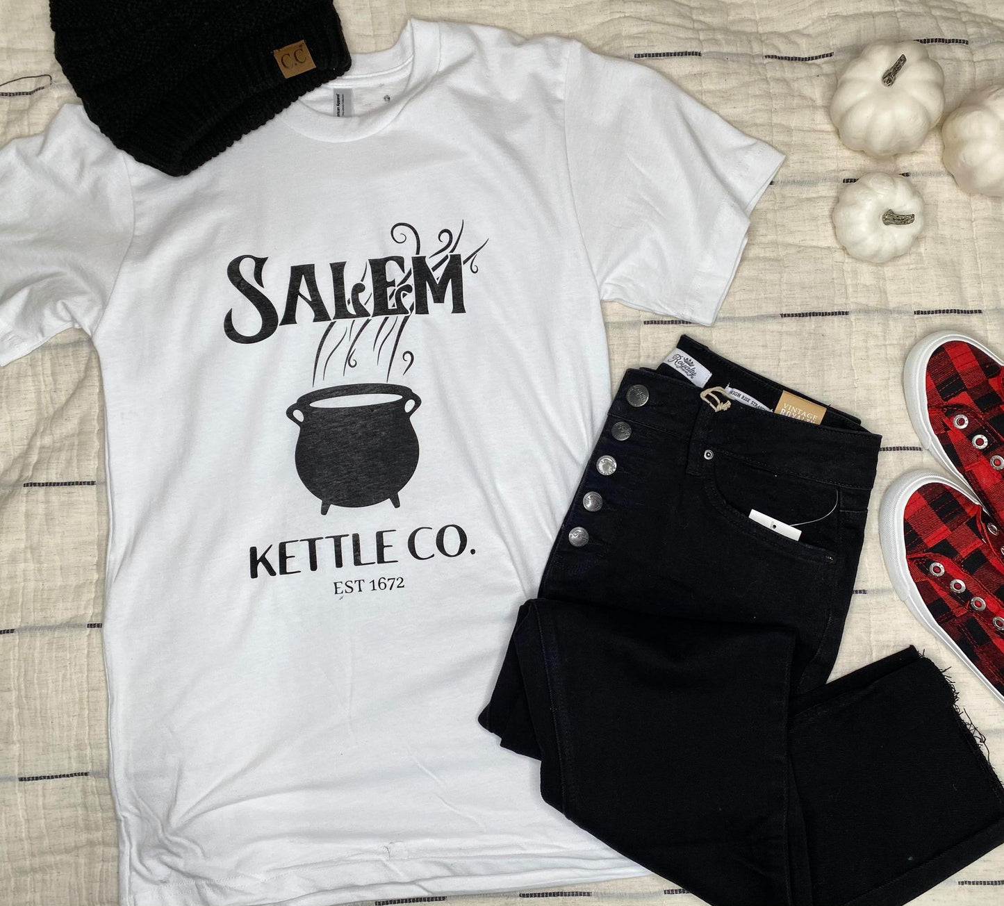  Salem Kettle Co. Graphic T-shirt -White, CLOTHING, BAD HABIT APPAREL, BAD HABIT BOUTIQUE 