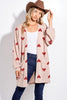 Red Heart Waffle Long Sleeve Cardigan