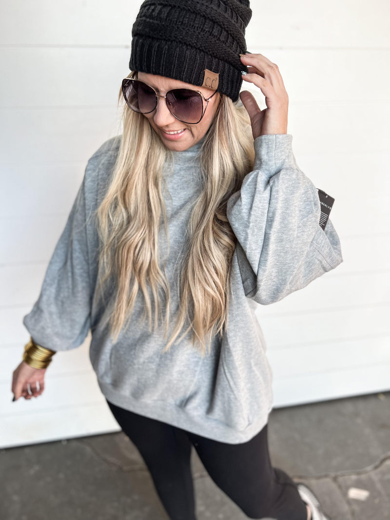 Cotton Rib Boxy Turtleneck Oversized Silhouette Top