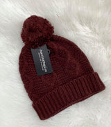  Lakewood Burgundy Cable Knit Beanie, CLOTHING, JUST USA, BAD HABIT BOUTIQUE 