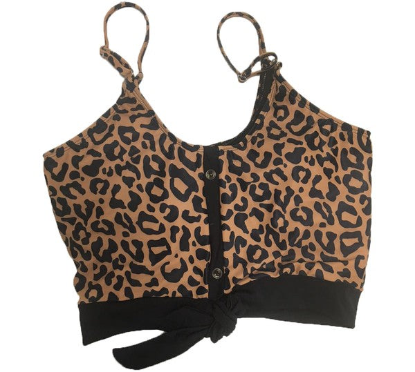 Leopard Bikini Top Black Knot-Ships March 1st - BAD HABIT BOUTIQUE 