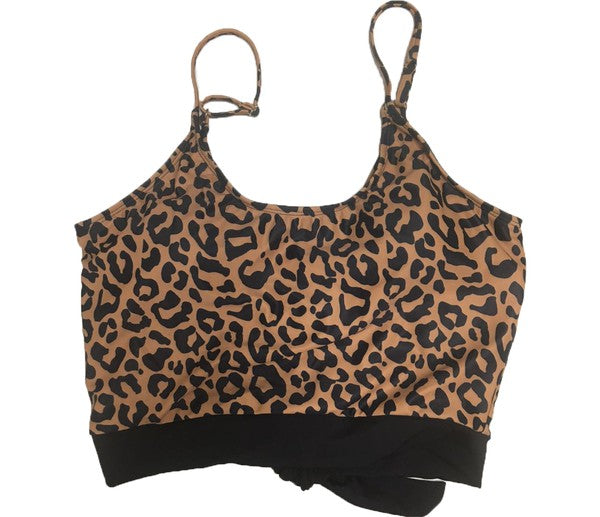 Leopard Bikini Top Black Knot-Ships March 1st - BAD HABIT BOUTIQUE 