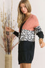 Deep Coral Leopard Colorblock Cardigan - Final Sale