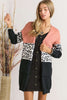 Deep Coral Leopard Colorblock Cardigan - Final Sale