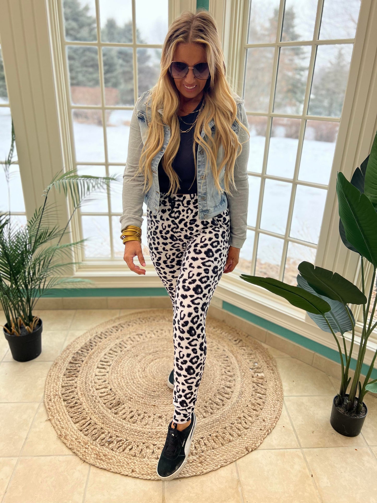 White Leopard Joggers