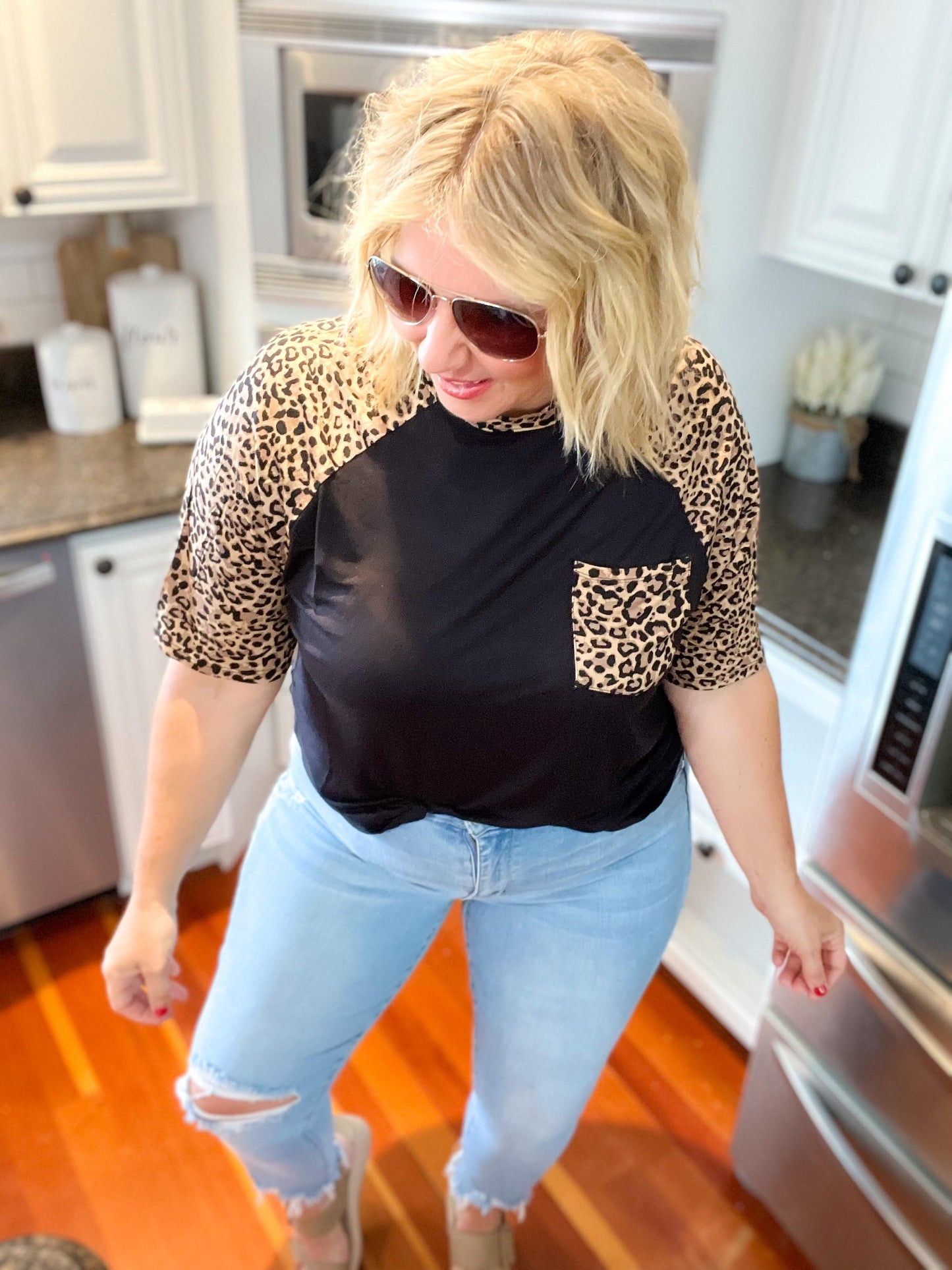 Leopard Raglan Top*