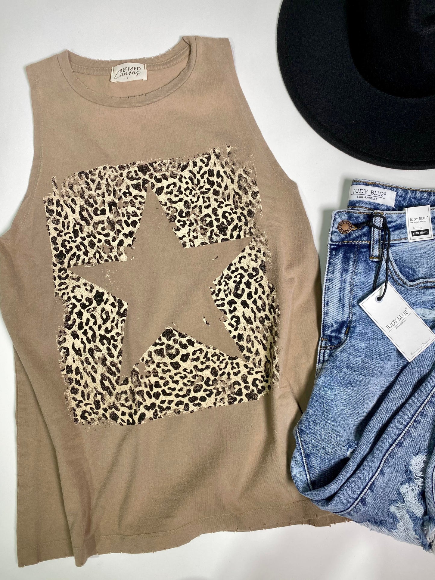 Leopard Star Muscle Tank Top