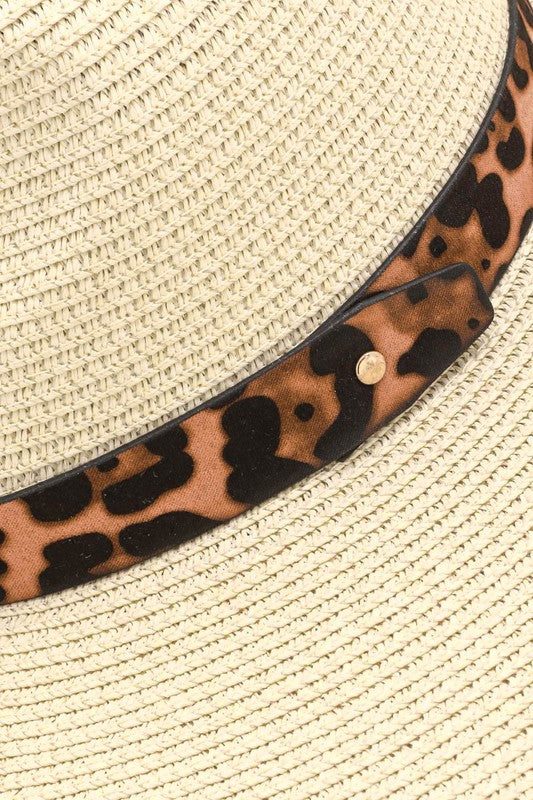 Leopard Ribbon Sun Hat
