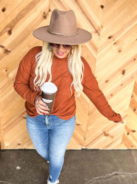 Light Brown Faux Wool Fedora Hat