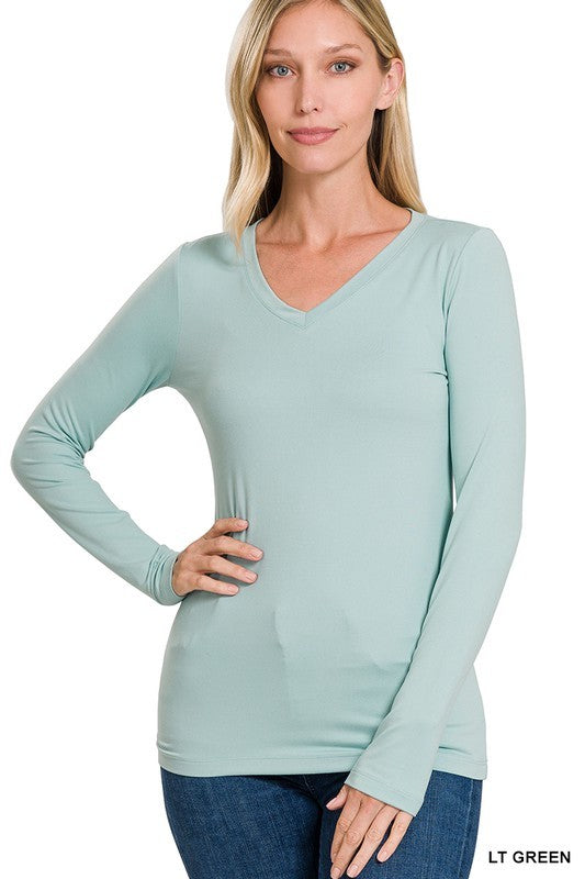 Brushed Microfiber Long Sleeve Top - Zenana