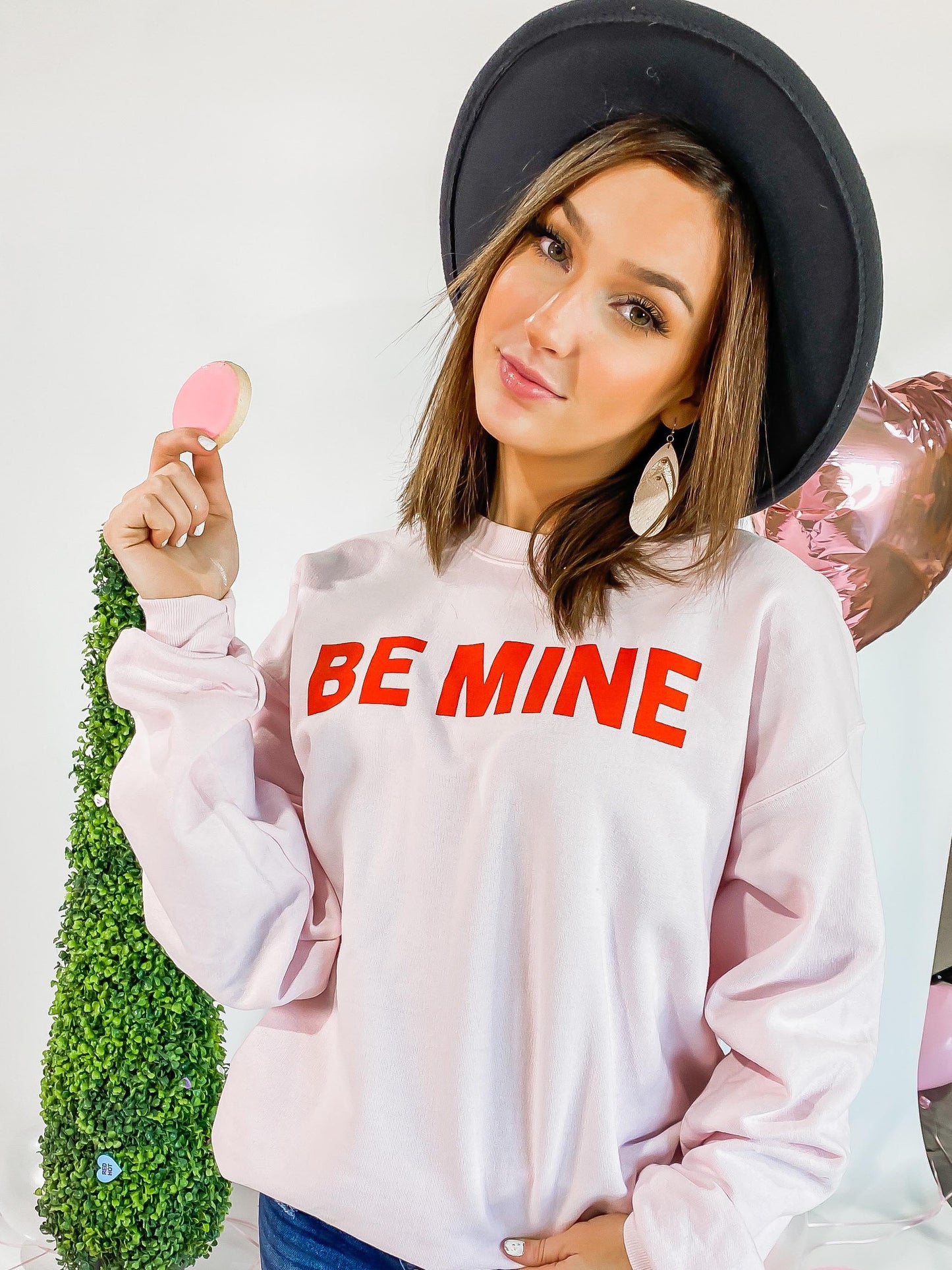  Be Mine Sweatshirt-Pink, CLOTHING, BAD HABIT APPAREL, BAD HABIT BOUTIQUE 