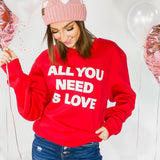  All You Need is Love Sweatshirt-Red, CLOTHING, BAD HABIT APPAREL, BAD HABIT BOUTIQUE 