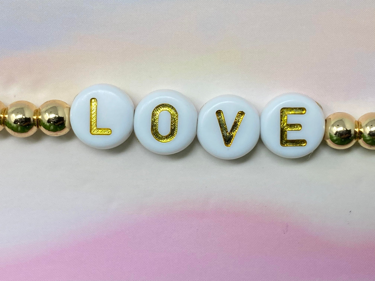 "Love" Metal Gold Bead Bracelet - Final Sale