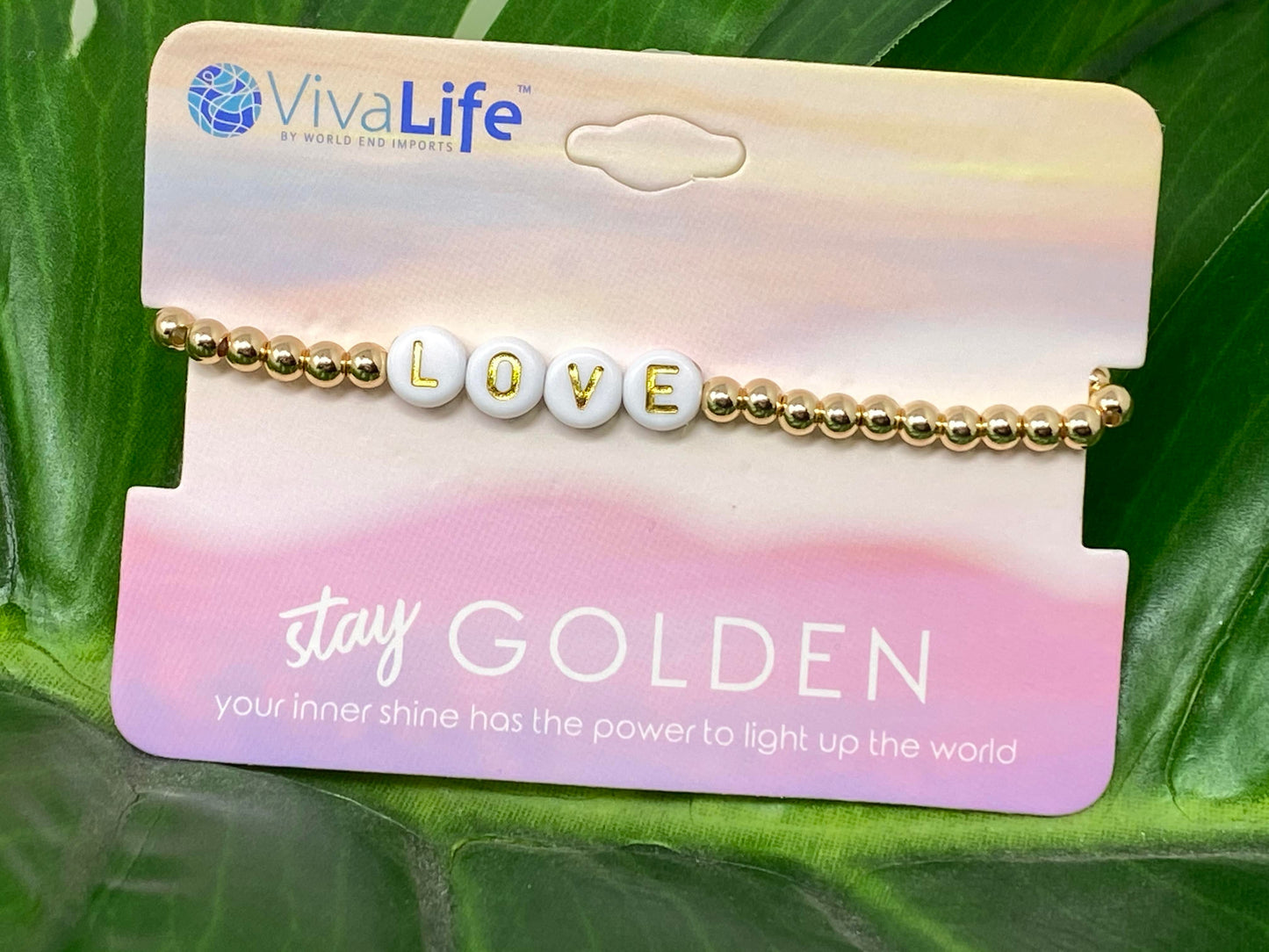 "Love" Metal Gold Bead Bracelet - Final Sale