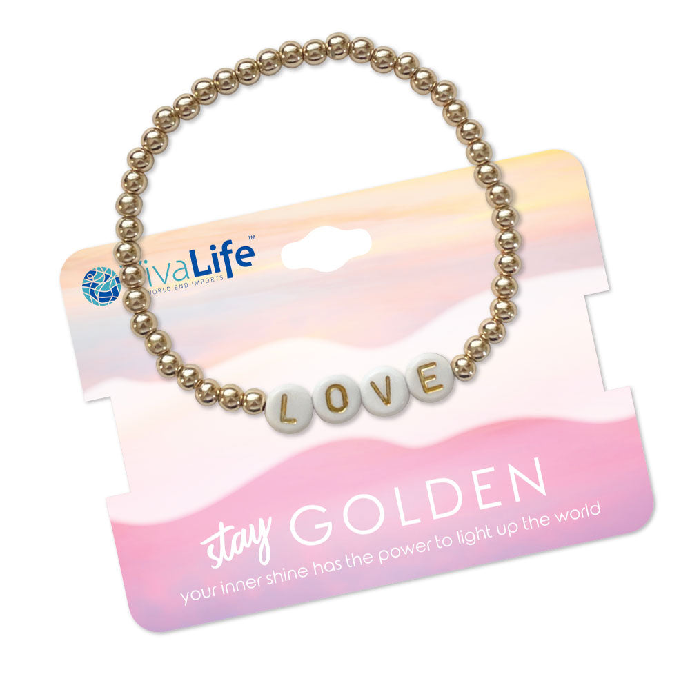 "Love" Metal Gold Bead Bracelet - Final Sale