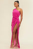 Magenta Side Slit Maxi Dress