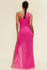 Magenta Side Slit Maxi Dress