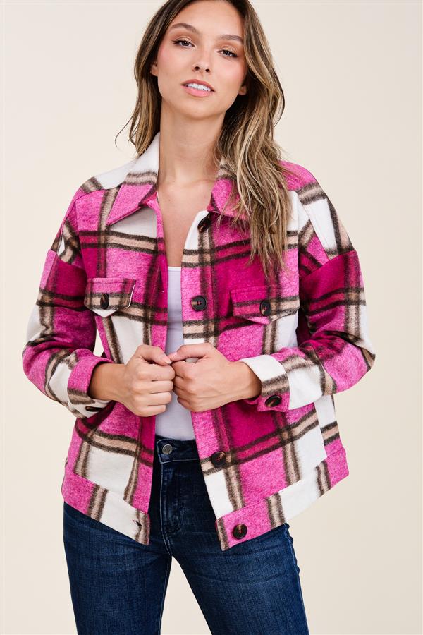 Magenta Plaid Vibes Shacket | FINAL SALE